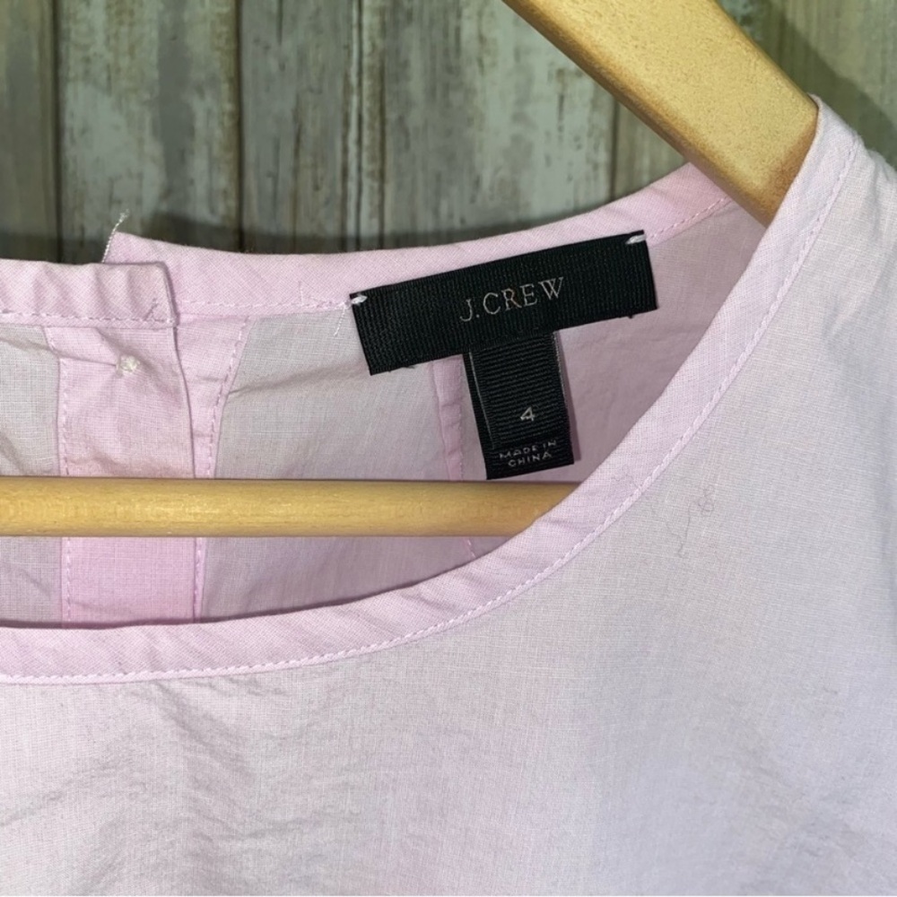 J.Crew Lavender Ruffle Sleeve Top Cotton Blouse Short Sleeve Size 4 - Picture 7 of 7